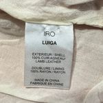 IRO Luiga Cropped Moto Jacket Women 36 Red Silver Double Zip Button Long Sleeve Photo 7