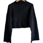 Free People Forest Cropped Black Oversized Pullover Mock Neck Sweater XS Photo 0