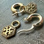 Tory Burch New Auth. Hexagon pavé huggie hoop earrings. Comes on TB Earring card Photo 10