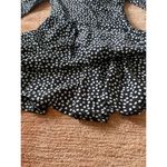 Princess Polly  Black with White Floral Long Sleeve Mini Faux Wrap Dress Size 4 Photo 3