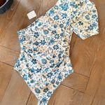Free People NWT Somethin' 'Bout You Floral One Shoulder Bodysuit size Medium Photo 0