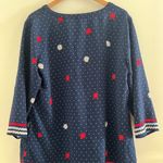 Talbots Plus 1X Top Blue Red Nautical Popover Pullover Patriotic 4th of July Photo 5