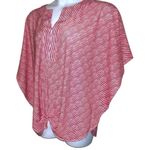 Cute lightweight red and white pinstriped blouse, ties at bottom & has butterfly Size undefined Photo 1