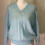 Vintage Gotham II baby blue Sweater with Blue Flowers vintage size 40 Pink Photo 0