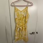 EXPRESS Printed Eyelet V-Neck Tie Waist Tiered Trapeze Dress Photo 3