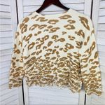 Chico's Chico’s Charlee Cheetah Lace Hem Crop Cardigan Sweater Cream Tan Small Photo 6