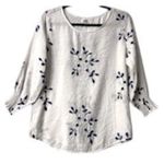 Kindred L White Embroidered Peasant Blouse Anthropologie Boho Cottagecore Top Photo 1