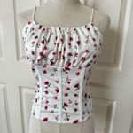 SheIn white red flower crop top Photo 9