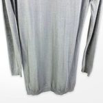 Theory  Gray Wool Silk Long Sleeve Boatneck Knit Mini Dress Photo 9