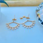 Gold Tone Half Sun Front Back Earrings Photo 2