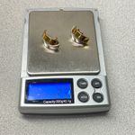 14K Two Tone Gold Hoop Earrings Clip On Shiny Polished Modern X Shape Photo 7