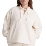 Madewell NWOT ~  Cream Quilted Knit Lace Up Cord Pockets Sweatshirt ~ LARGE Photo 0