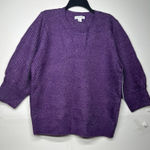 Liz Claiborne Women's Sweater Size Xl Purple 3/4 Puff Sleeve Pullover - NEW Photo 0