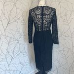 ASOS Petite Black Lace V Neck Long Sleeve Midi Sheath Dress Photo 1