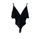 Lulus Slay It With Me Black Off Shoulder Bodysuit XS Flutter Sleeve Sexy Chic Photo 5