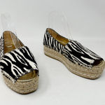 Prada  Zebra Print Calf Hair Espadrilles Slip On Platform Open Toe Shoes 39 9 Photo 0