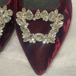 SCARLETT CHASE SUEDE SHOES Burgundy Velvet Heels with Embellishments Red Size 7 Photo 8