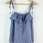 J.Crew Tie Shoulder Ruffle Eyelet Trim Gingham Cotton Embroidered Top 0 Photo 0