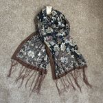 NWT Passage to India Glitter Floral Scarf Brown Photo 0