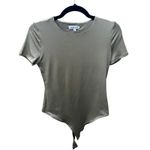 48. Magnolia Boutique Army Green Sheen Bodysuit Size L Photo 1