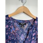 Nine West Jeans Georgia Blouse Floral V Neck Purple Size Large Viscose Photo 5