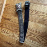 Silver Metal And Elastic Link Belt With Enamel‎ And Rhinestone Buckle Women's Photo 3