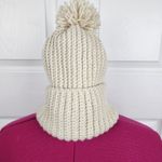 Handmade Crochet  Chunky Ribbed Beanie Cream Pompom Warm Hat Cozy Cap Photo 1