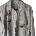 Las Olas  Vintage 90s Large Westen Embroidered Black Striped Button‎ Up Photo 1