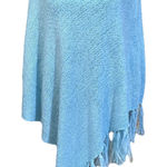 Chico's Tape Yarn Knit Poncho Sweater Aqua Blue Size L/XL Beachy Resort Vacation Photo 0