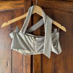 H:ours  | Silver Gold Metallic Bandeau Crop Top Photo 1