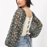 Anthropologie Forever That Girl Smocked Balloon-Sleeve Top Large Photo 2