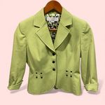 Tahari Cute creamy avocado silky spotted liner snap front blazer belt loops Photo 1
