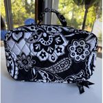 Vera Bradley  Makeup Organizer Bag Large Black White Paisley Two Compartments Zip Photo 0