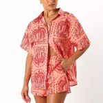 Petal and Pup Taylor Peach Palm Tree Floral Oversized Shirt L Photo 1