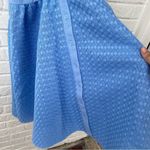 Maje  Blue Lace Reglisse Ruffled Cold Shoulder Dress size L Cottagecore Milkmaid Photo 6