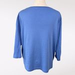 Blair  Blue 3/4 Sleeve Pullover Top Button Pocket Detail Petite Medium Photo 4