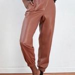 Babaton  Zedel Brown Vegan Leather Joggers, Size Small Photo 0