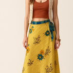 Boho Sari Gypsy reversible floral wrap skirt dress OSFM Green Size undefined Photo 0