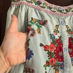 90s Vintage DENIMLAND Floral Embroidered Maxi Button Front Jean Skirt Medium Blue Photo 4