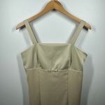 Vintage Womens Dress 7/8 Tan Cream Milkmaid Bust Bow Waist Detail Mini 90s Posh Photo 3