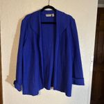 Chico's Women's Blue Wool Blend Open Front Collarless Jacket Blazer Size 3 Flaw Photo 2