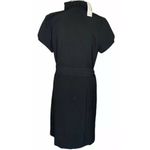 Fashion Bug NEW  Ruffle Collar Short Sleeve Button Front Black Dress Tie Belt 16 Photo 5