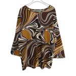 Sara Morgan 1990s Vintage Brown & White Retro Swirly Casual Top XL Phoebe Buffay Photo 2