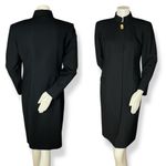 Vintage Crepe Wool Dress High Neck Lined Dramatic Long Sleeves‎ Women Sz 8 Retro Black Photo 1