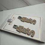 Rush Denis & Charles Rhinestone Faux Pearl MRS For Bride Pierced Dangle Earrings Gold Photo 5