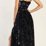 Lulus Pretty Companion Black Floral Velvet Burnout Maxi Dress Size Medium Blue Photo 1