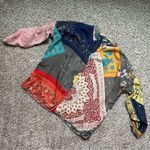 Johnny Was Adelaide 100% Silk Patchwork Long Sleeve Button Down Blouse Small Photo 1