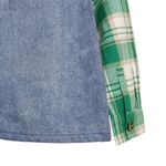 Steve Madden Womens S Denim Flannel Mix Shirt Jacket Green Plaid NEW Photo 7
