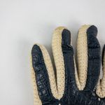 Aris Snuggler Vintage Blue Beige Vinyl Knit Gloves Womens One Size Photo 3