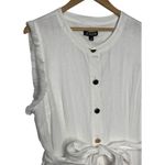 J.Crew New  Shirt Dress Womens XL Linen Raw Hem Belted Knee Length White BY817 Photo 6